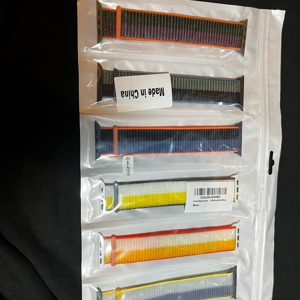 6 Pack Sport Loop Watch Bands Nylon Fabric For Apple Watch 42 44 45mm